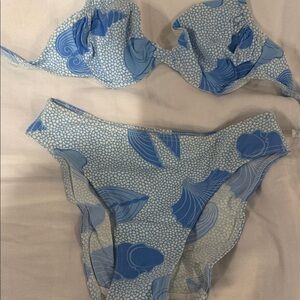 Manuel Canovas Size 6 Blue and White Patterned Bikini Set